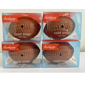 Luckyoo Cold Snap FOOTBALL ICE MOLD 3.5in  Brown Silicone New Lot of 4